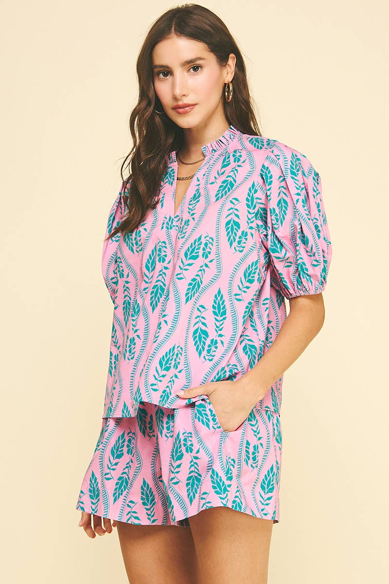 Botanical Print Blouse Top