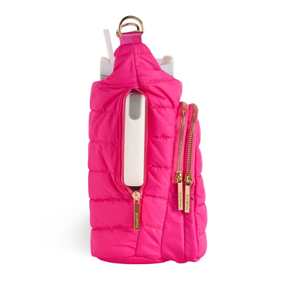 Bright Pink HydroBag Handle with Pink and Navy striped strap
