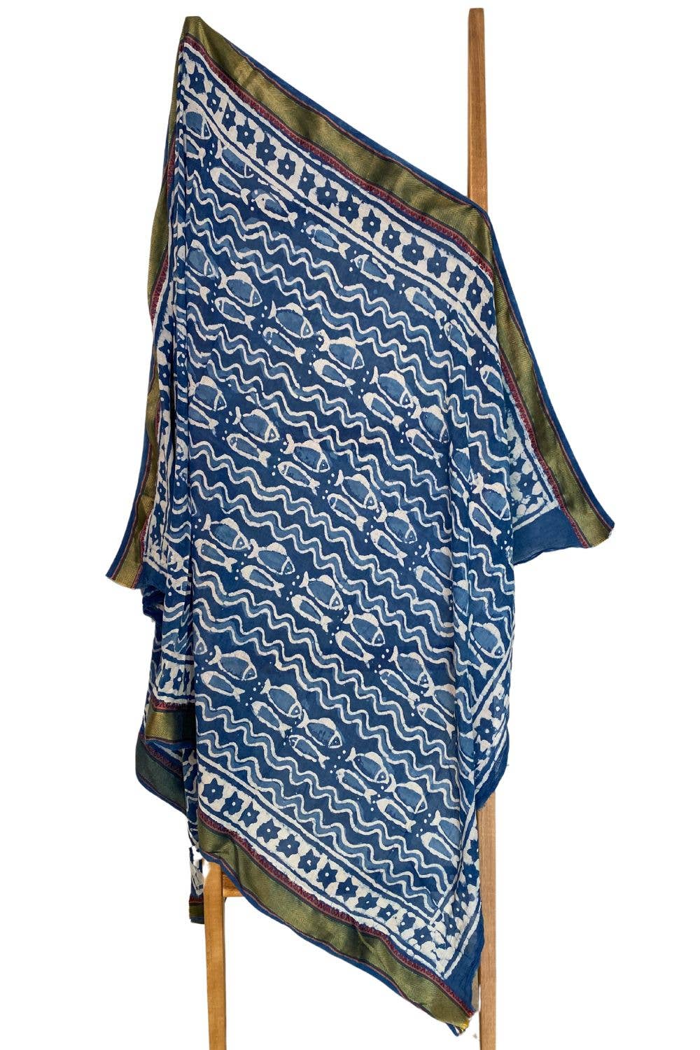 Naturally Dyed Block Printed Zari Sarong
