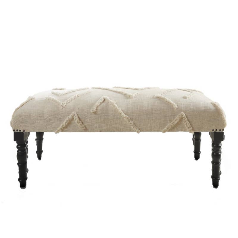 Farmhouse Cream/Natural Upholstery Bench | Pick Up Only