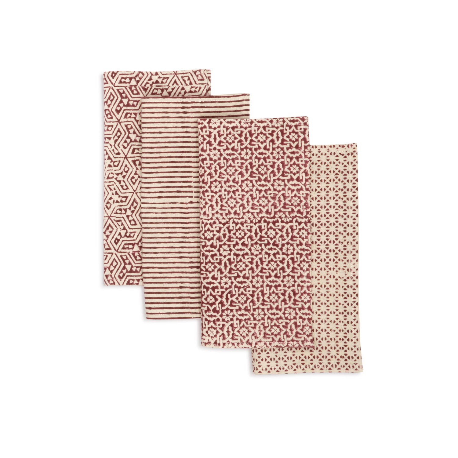 Garnet Forest Napkin (Set of 4), Hand Block Printed Cotton