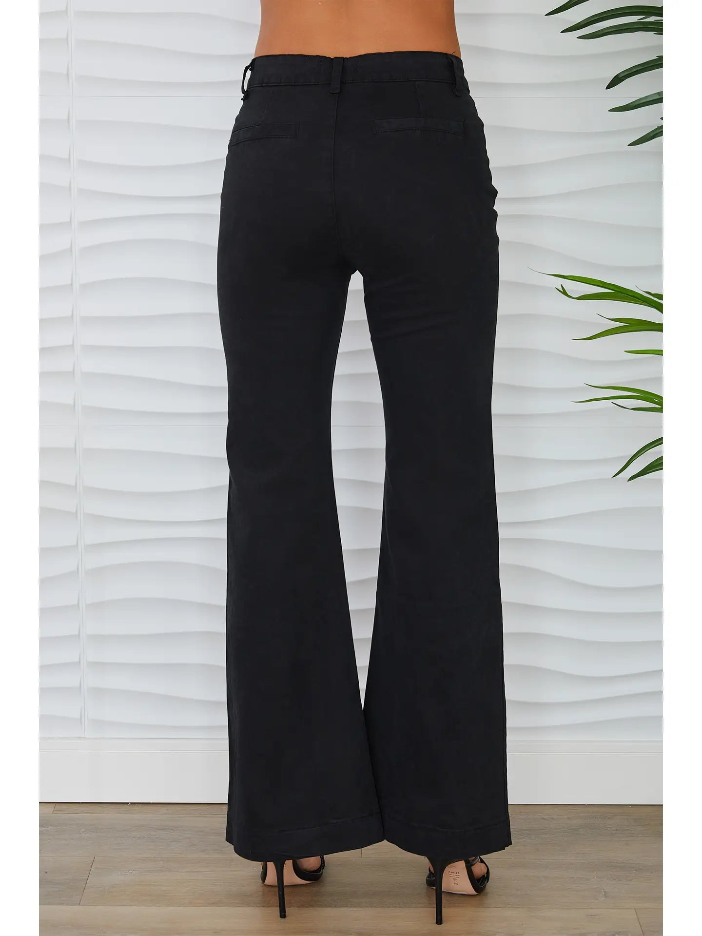High Waisted Flare Leg Chino Pant
