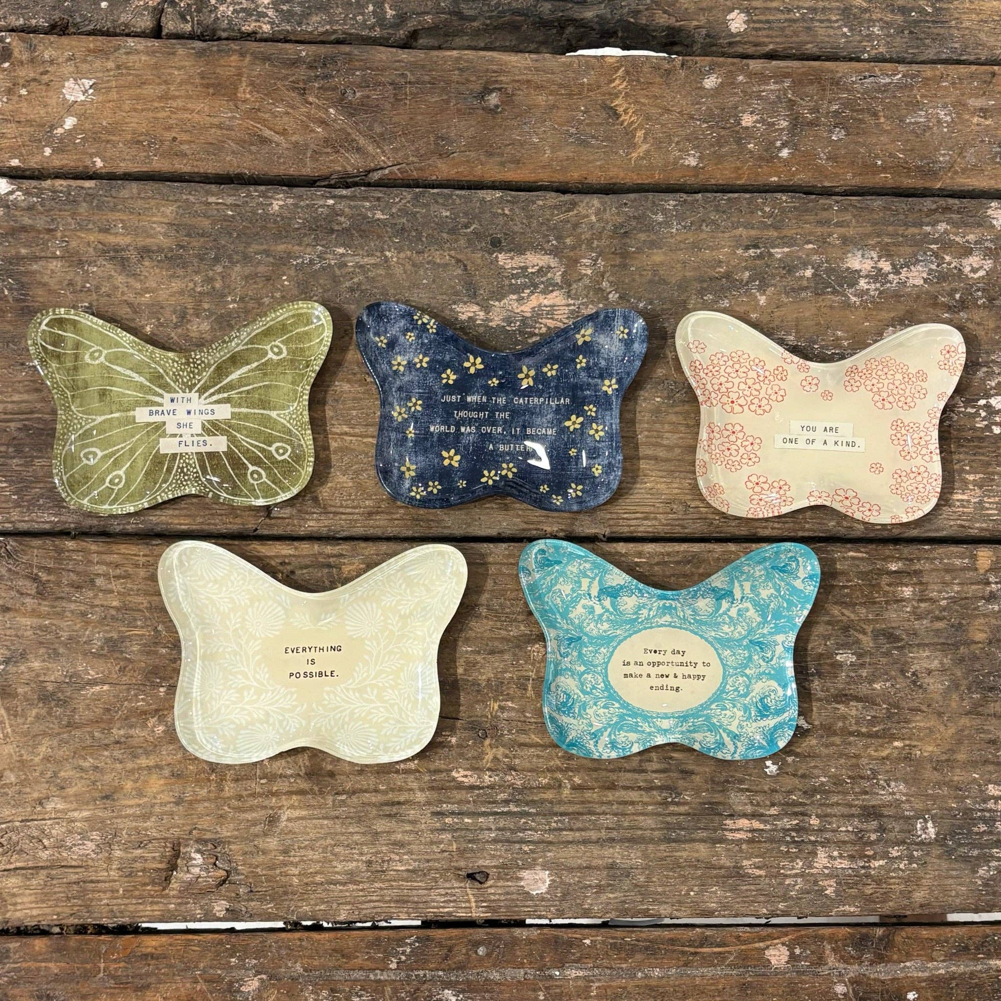With Brave Wings She Flies Small Butterfly Decoupage Plate