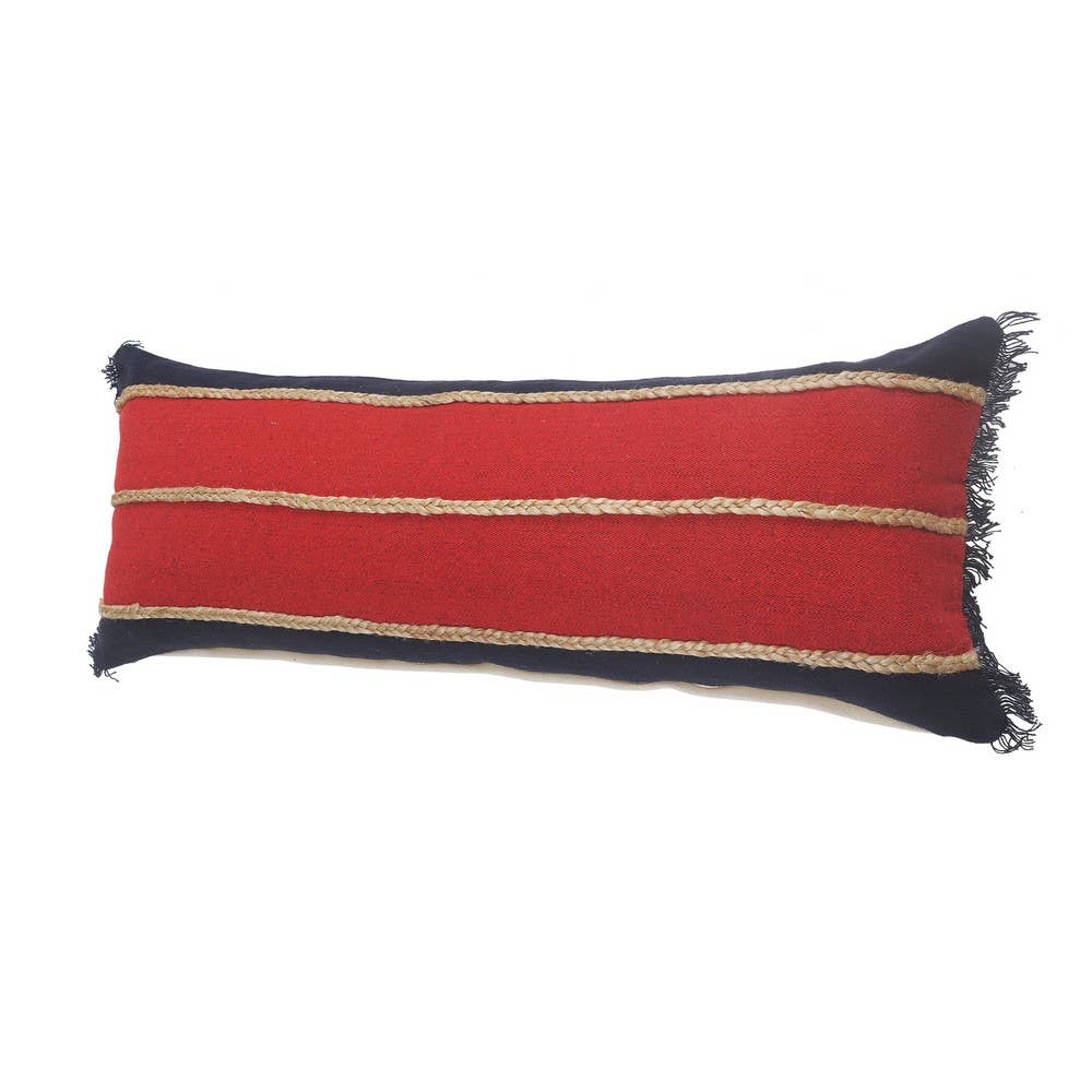 Americana Striped Throw Pillow with Jute Braiding
