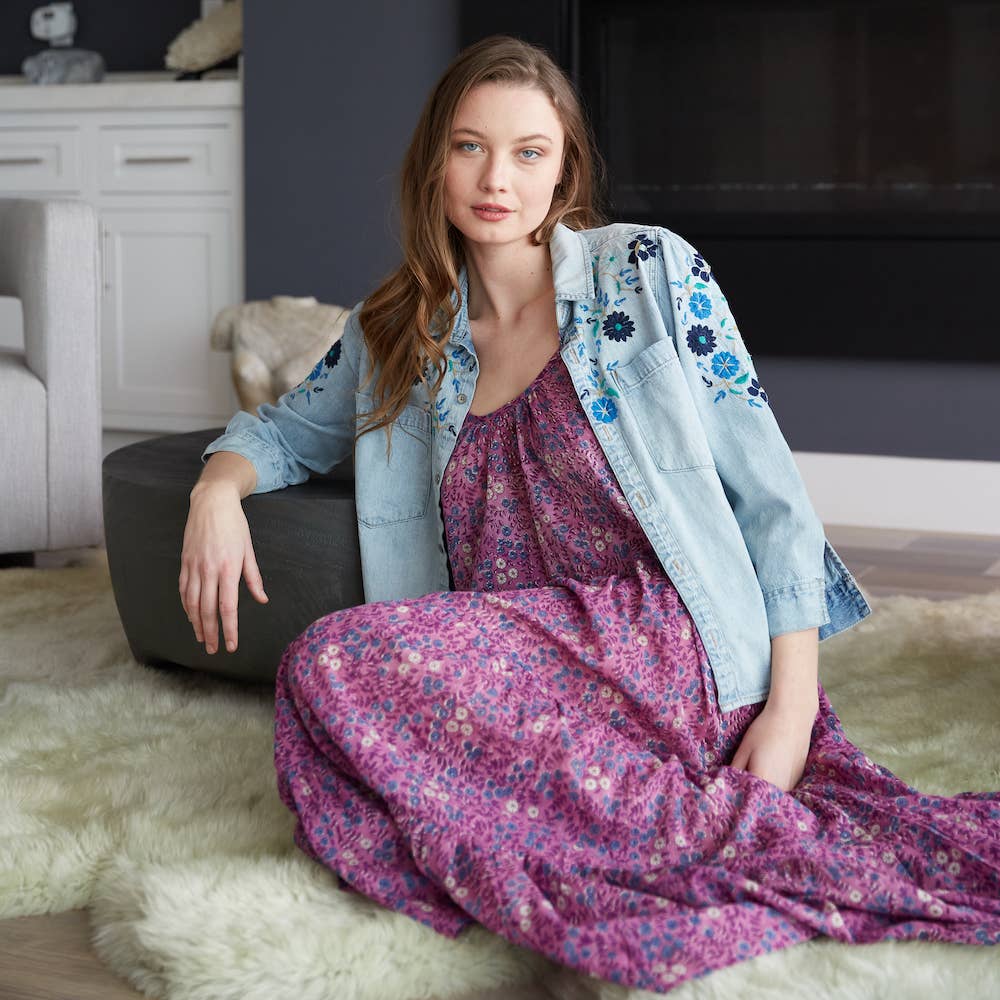 Block Printed Maxi Dress (Myla)
