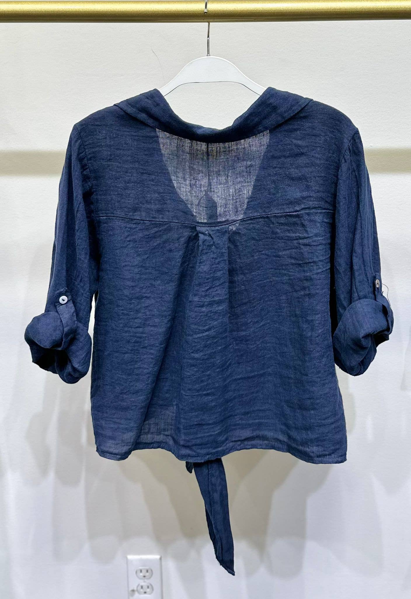 Linen Front Tie Button Shirt