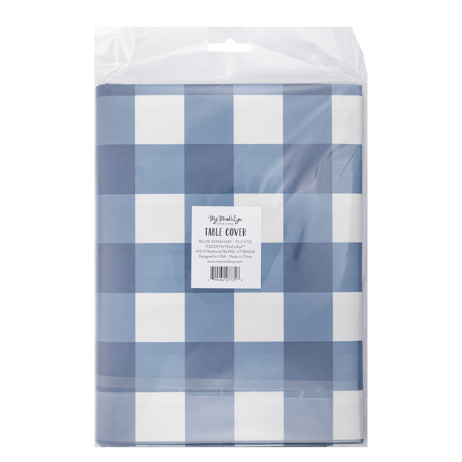 Blue Gingham Paper Table Cover