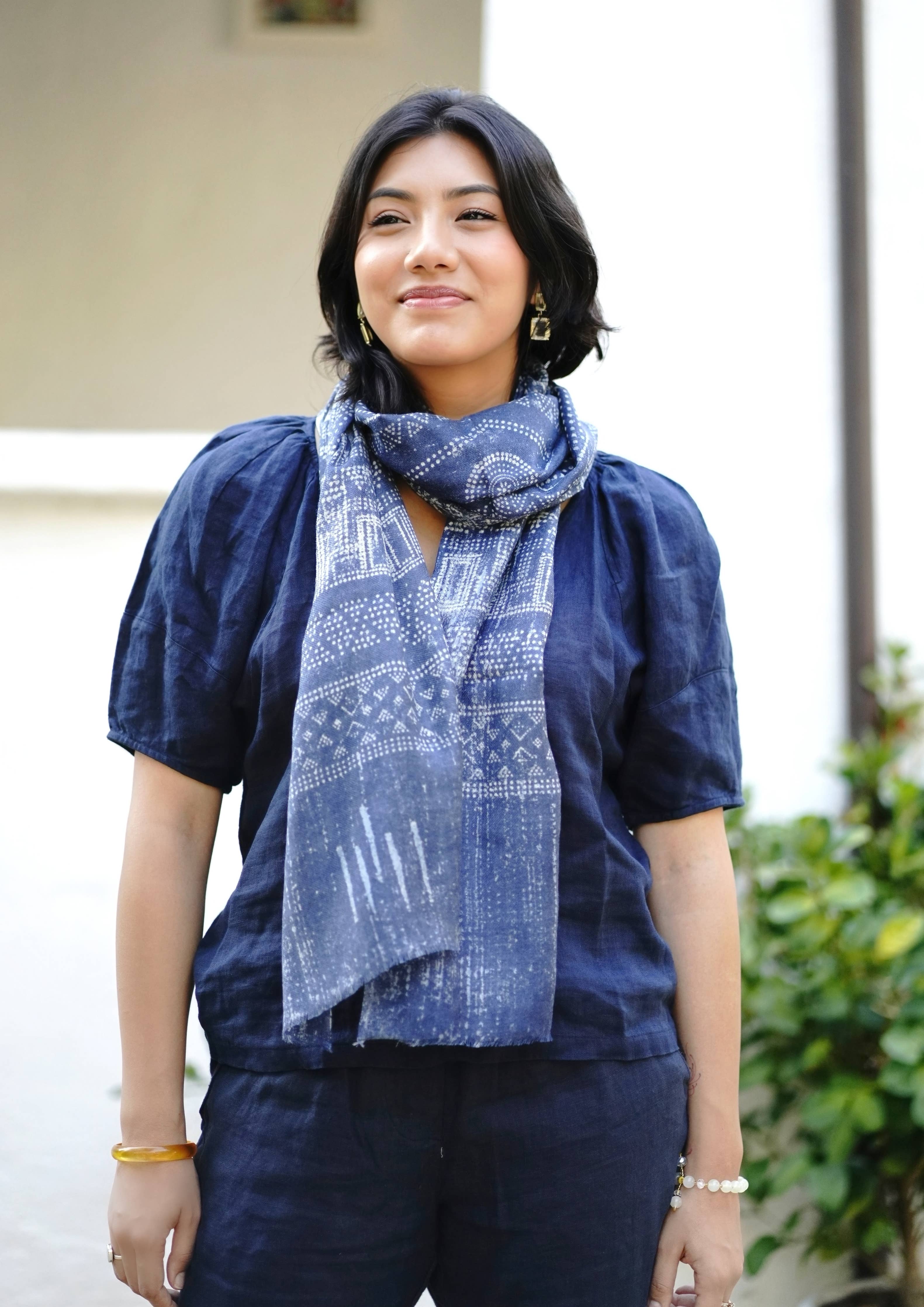 Veronique Geo Wool Silk Scarf