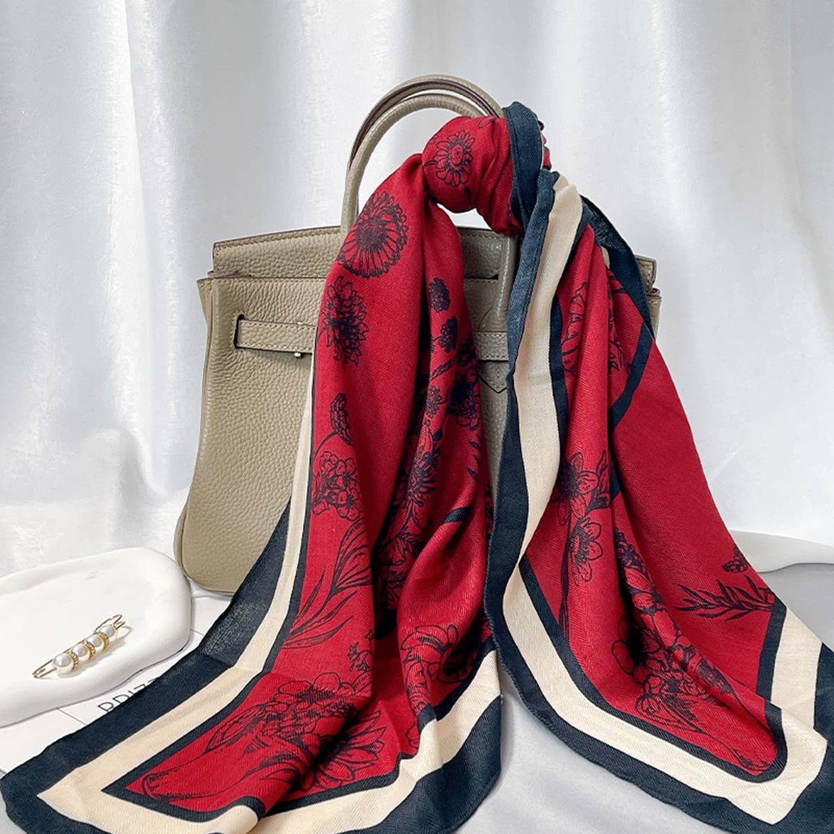 Floral Square Scarf – Elegant Wrap_CWASC0901