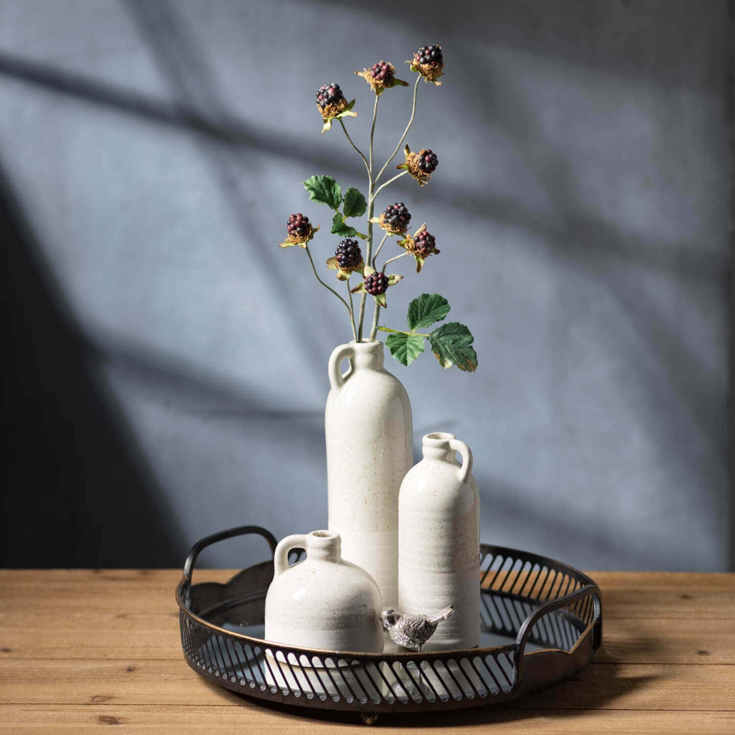Set of 3 White Speckled Jug Vase