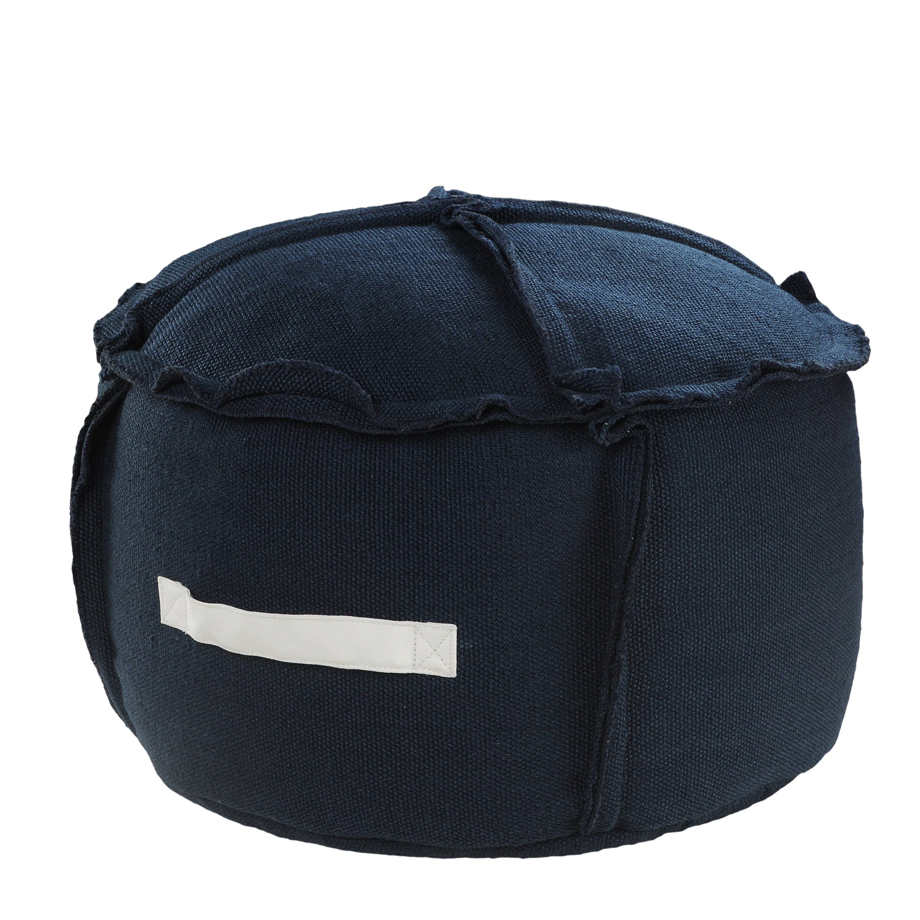 Textured Indoor Outdoor Pouf with Handles