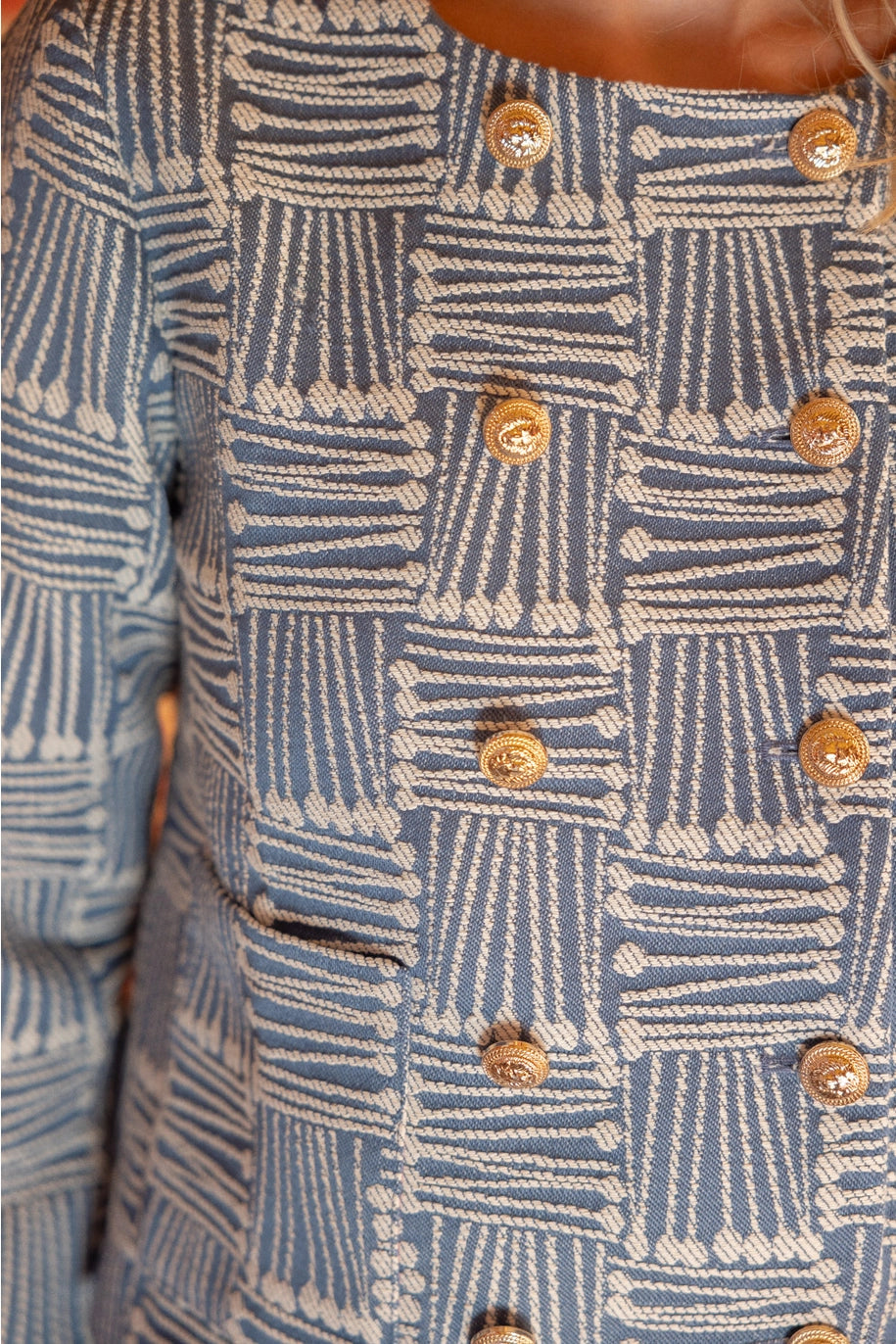 Checkered Canvas Woven Fabric Jacket