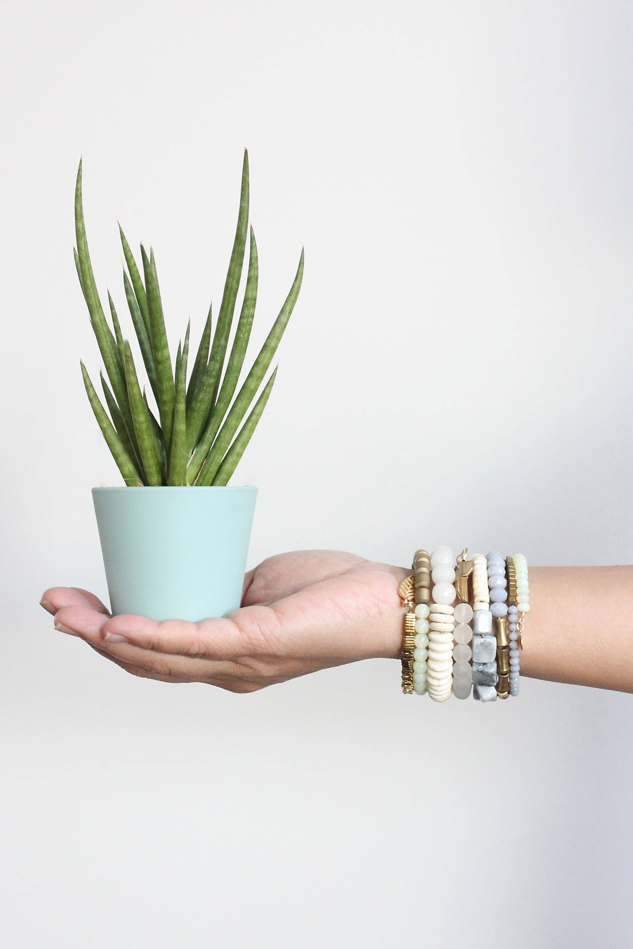 Gray, White, and Brass Wrap Bracelet