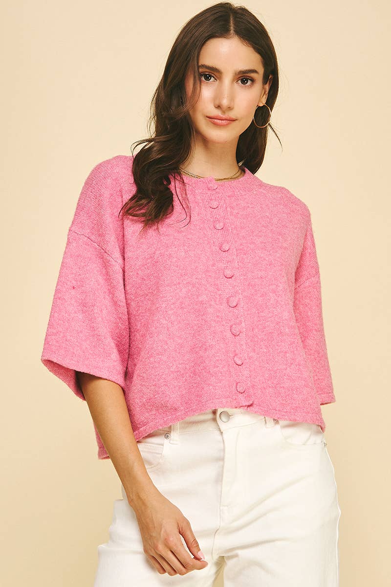 Cozy Button-Front Short Sleeve Cardigan
