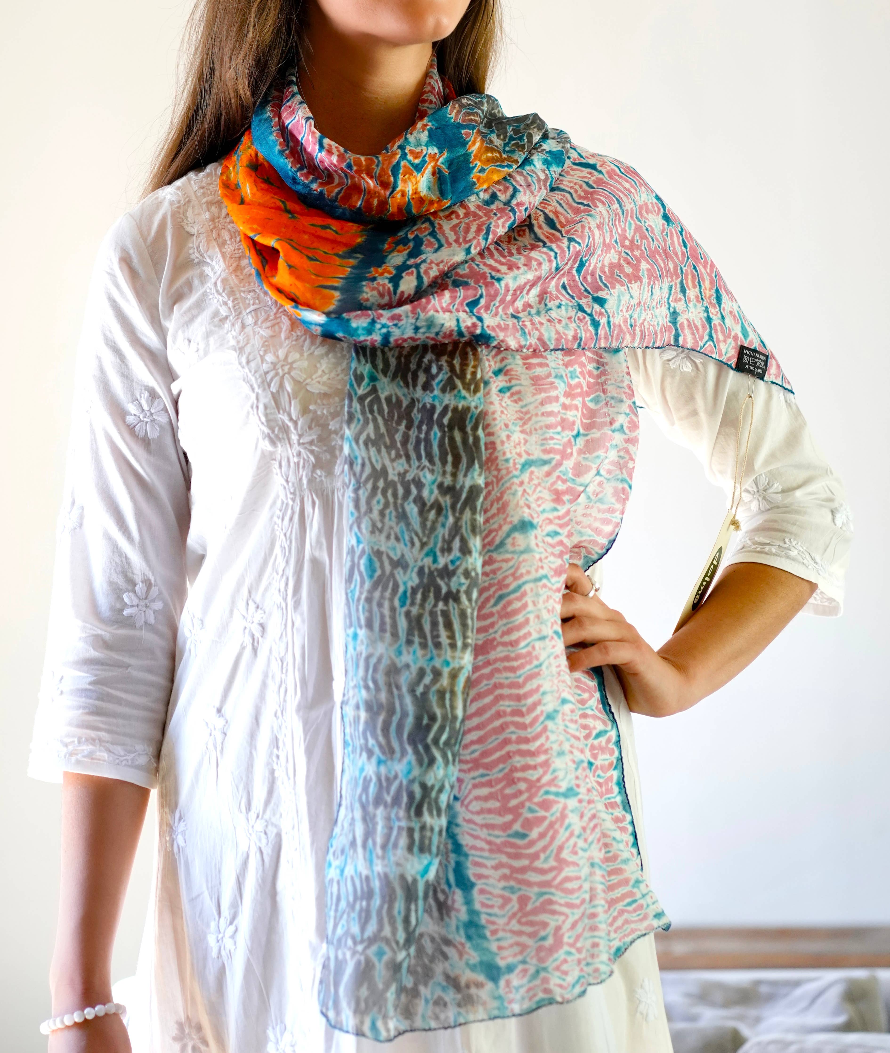 Yuna Shibori Silk Scarf