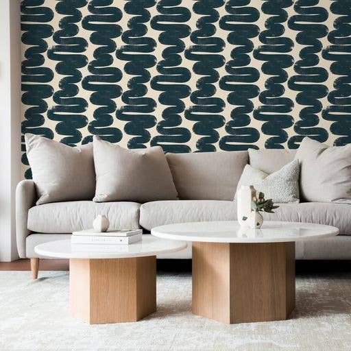Wiggle Room Blue Peel and Stick Wallpaper, 28 sq. ft.