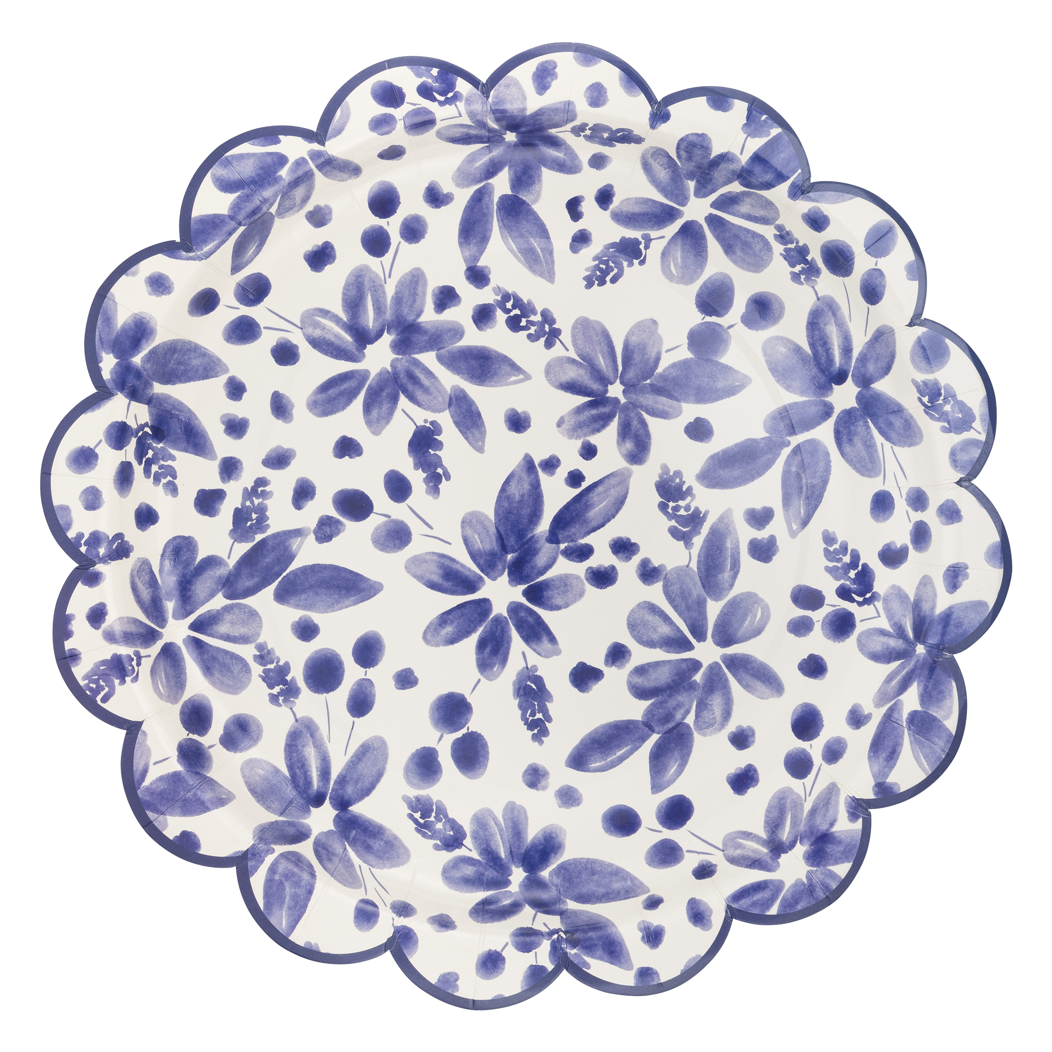 Blue Floral Paper Plate