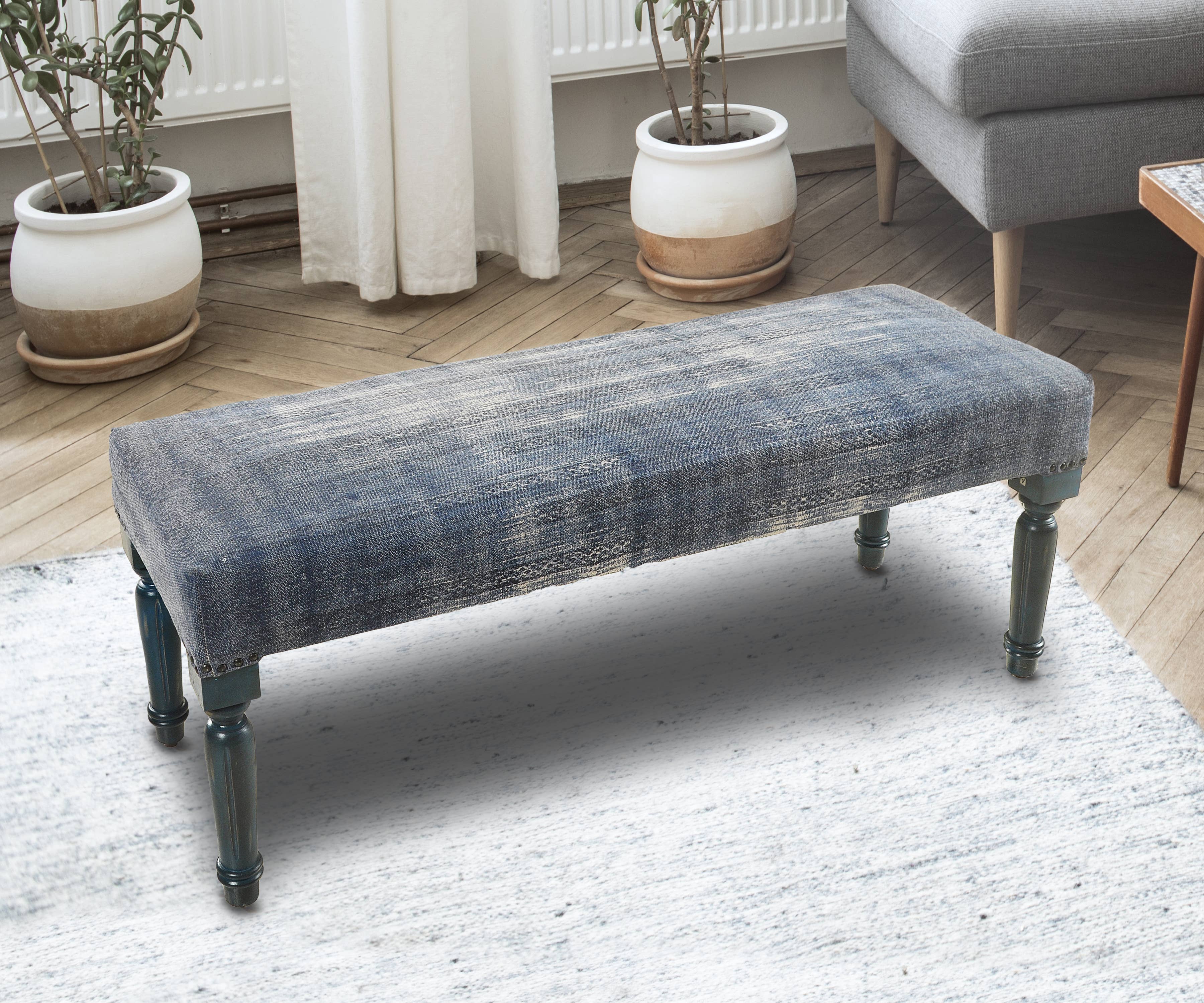 Antique Blue Simple Living Indoor Bench