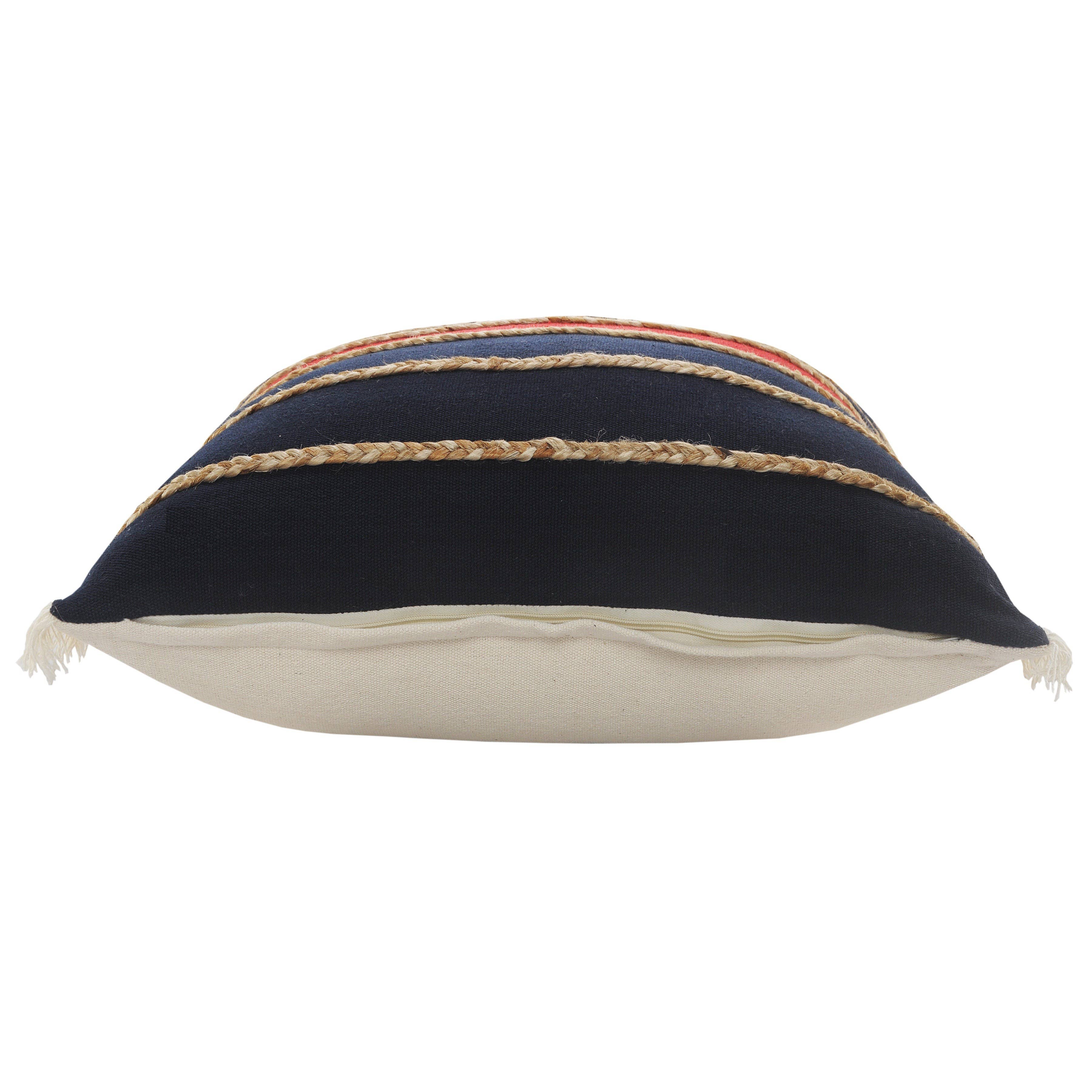 Americana Striped Throw Pillow with Jute Braiding