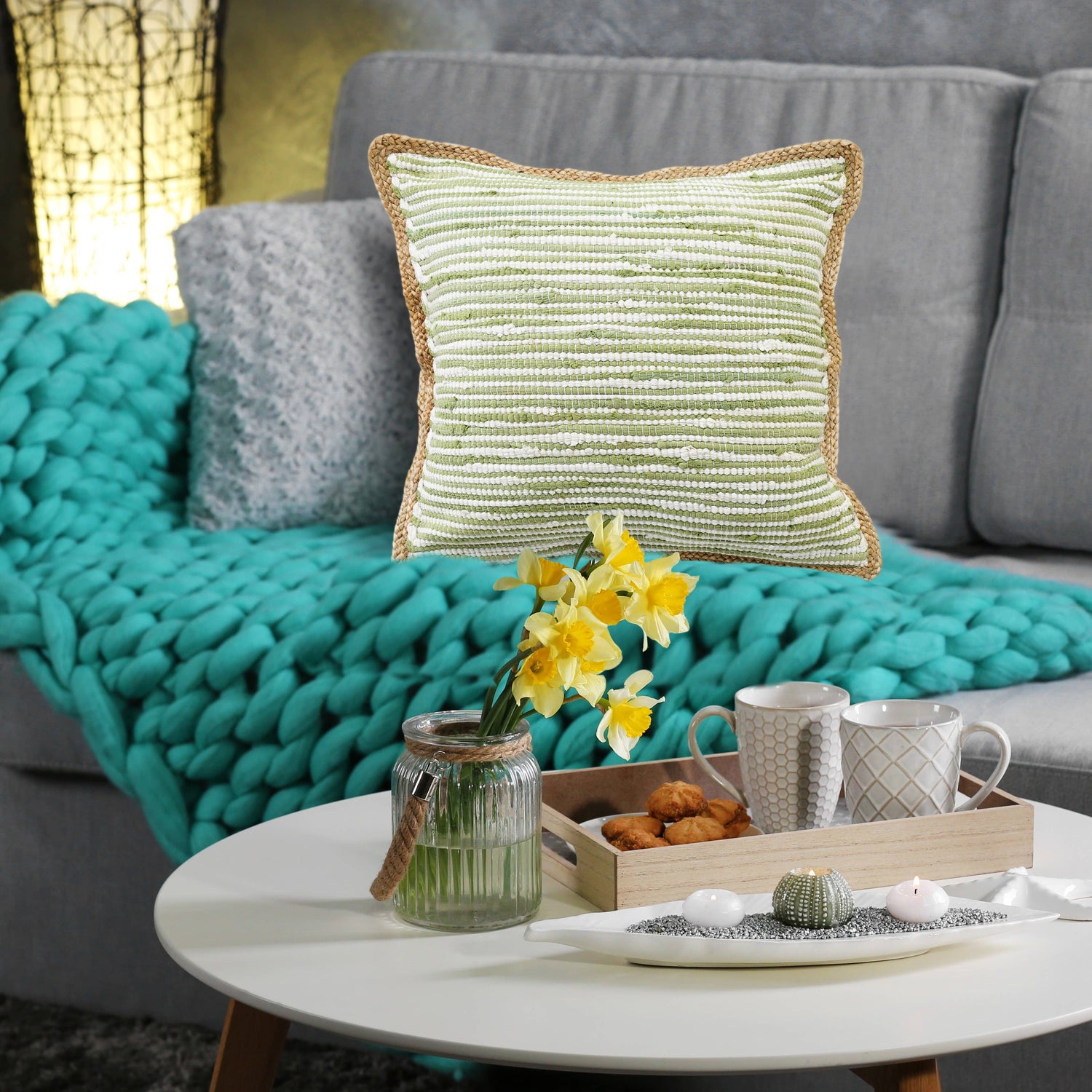 Jute Bordered Throw Pillow