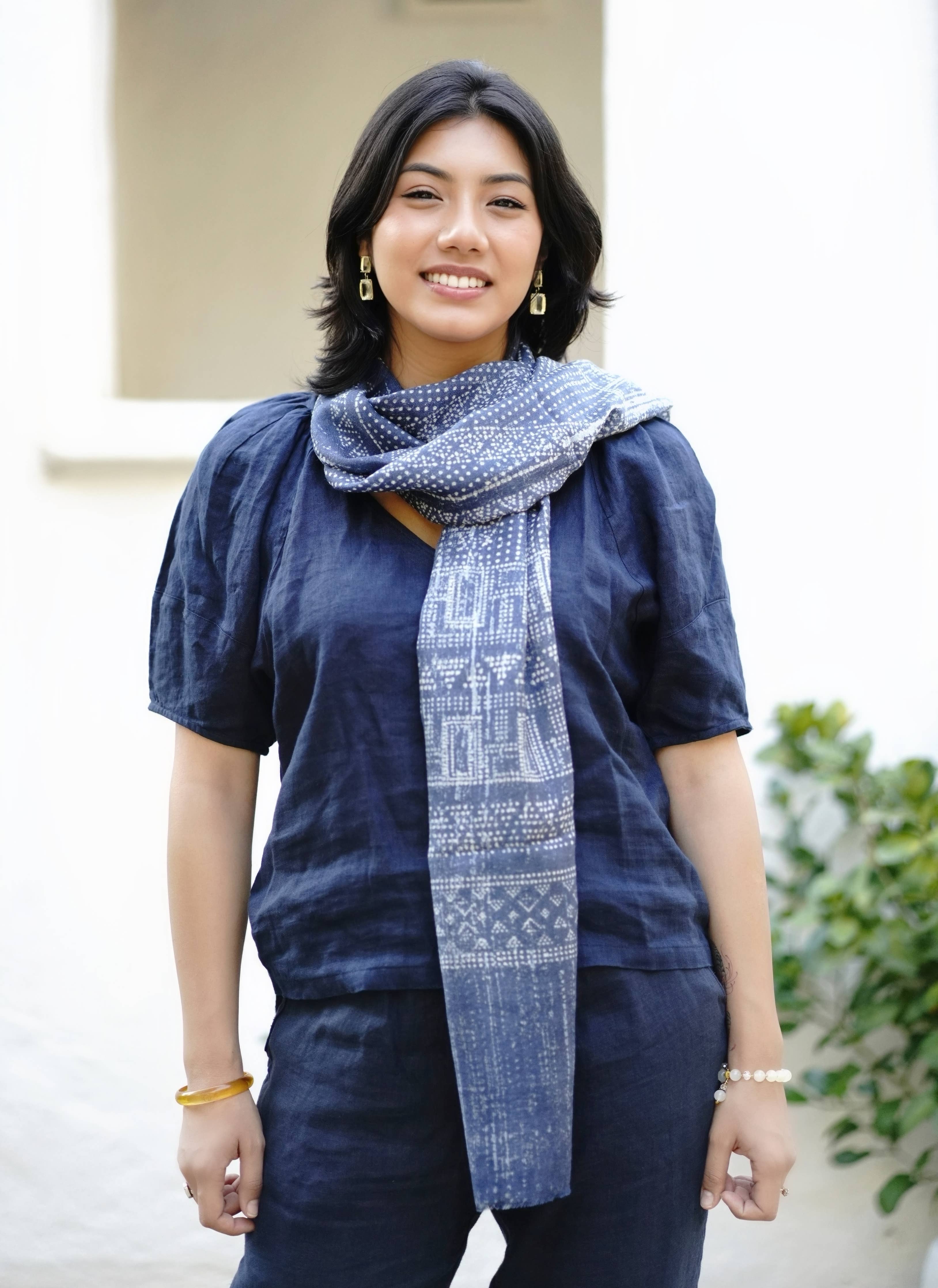 Veronique Geo Wool Silk Scarf