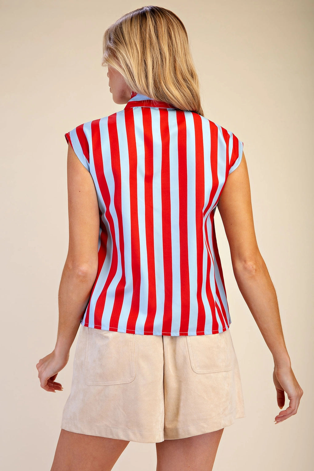 Striped Tie Front Blouse