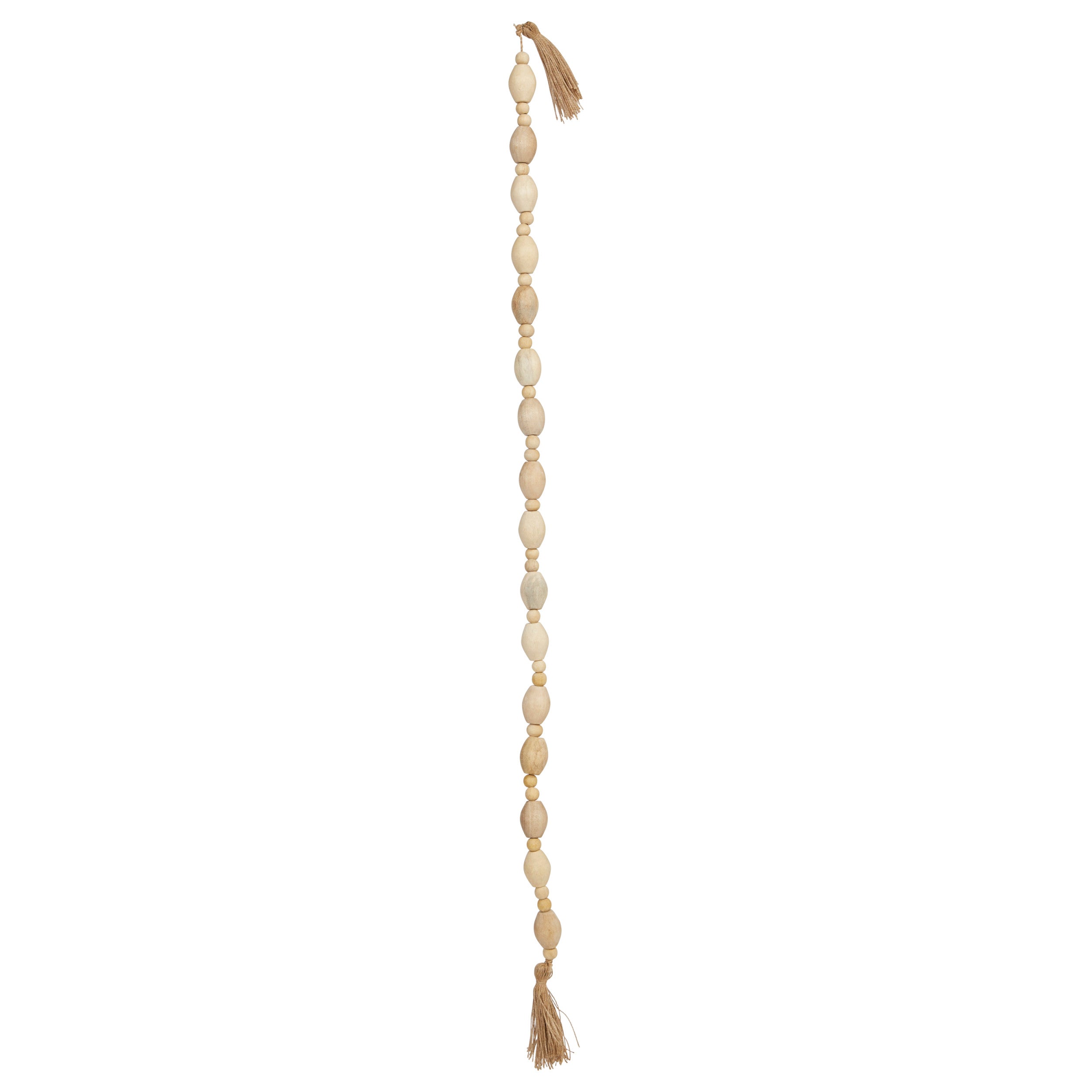 Mango Wood Bead Garland with Jute Tassels