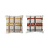 20" Fabric Blend Embroidered Plaid Pillow w/ Eyelash Fringe, 2 Colors, Polyester Fill