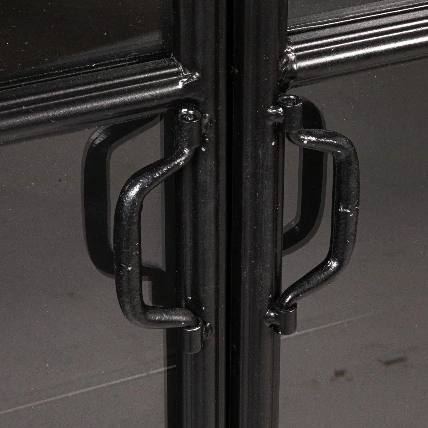 Arched Metal Cabinet with 2 Glass Doors and 3 Shelves