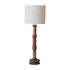 Found Wood Spool Table Lamp w/ Cotton Shade & Swivel Neck (Each One Will Vary)