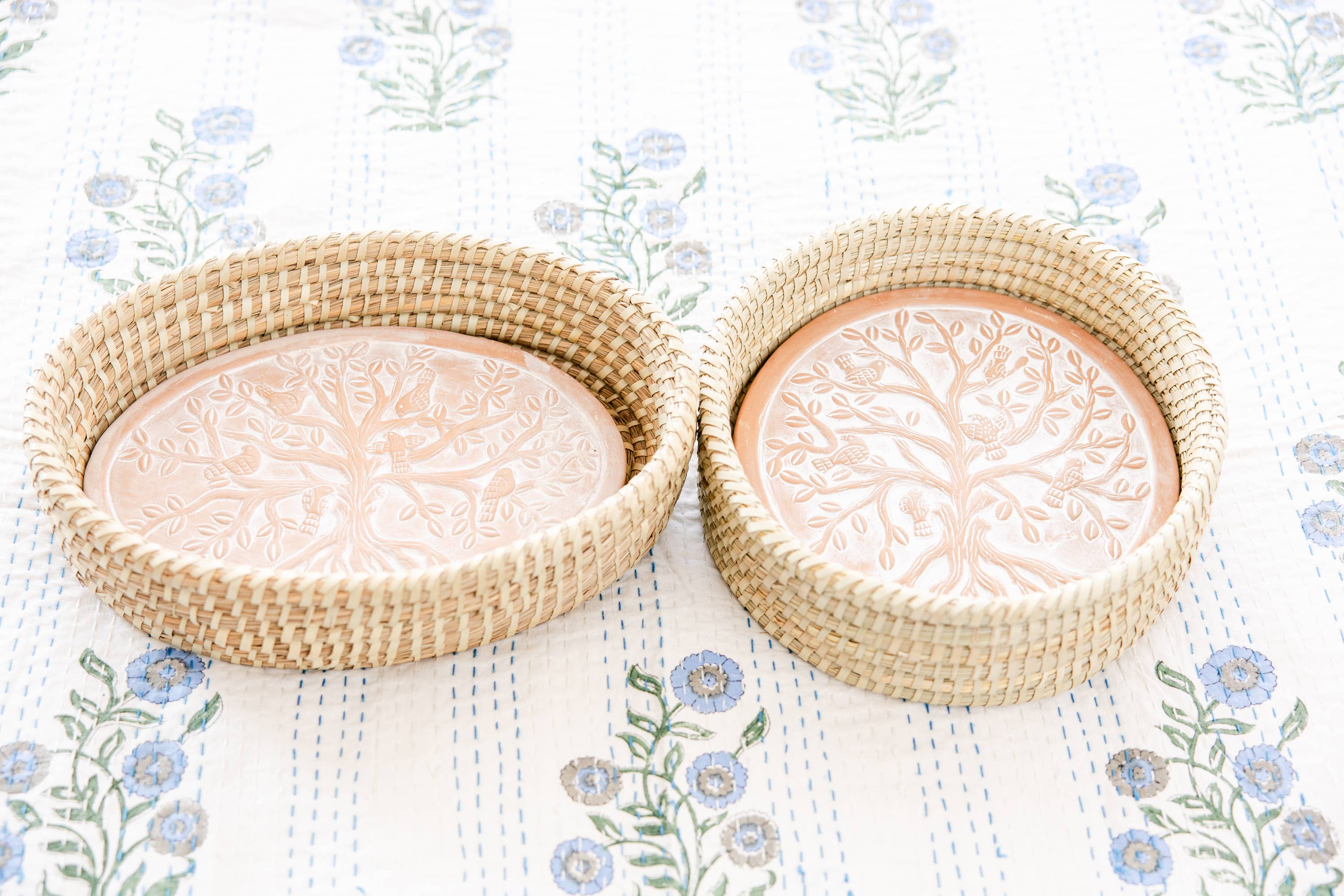 Round Birds in a Tree Bread Warmer Basket