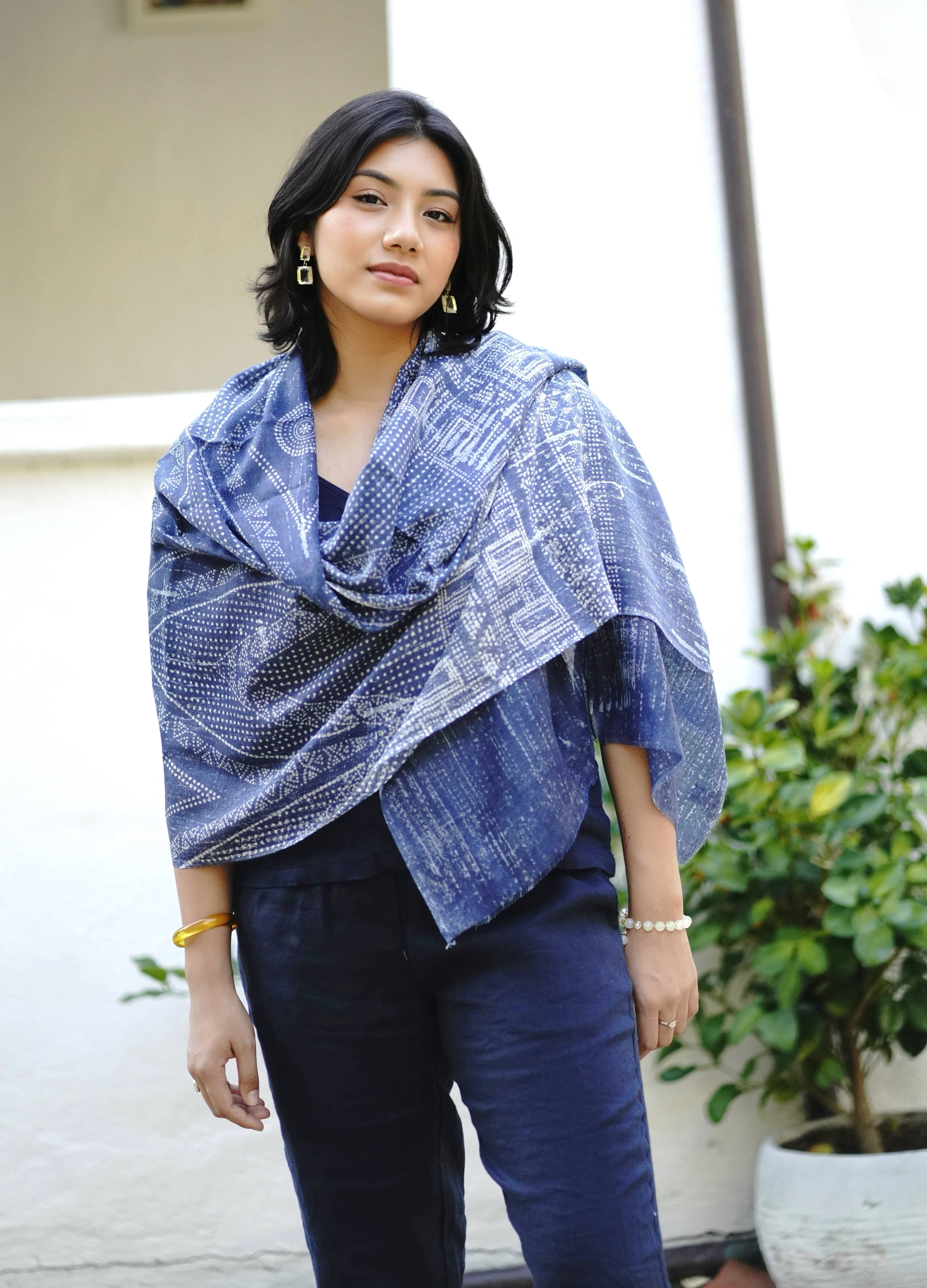 Veronique Geo Wool Silk Scarf