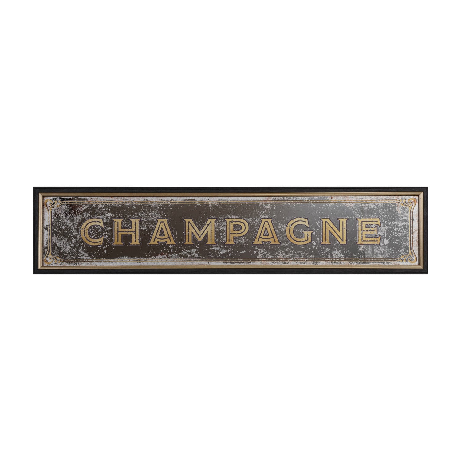 Plastic & MDF Framed Wall Décor with Antique Mirror "Champagne"