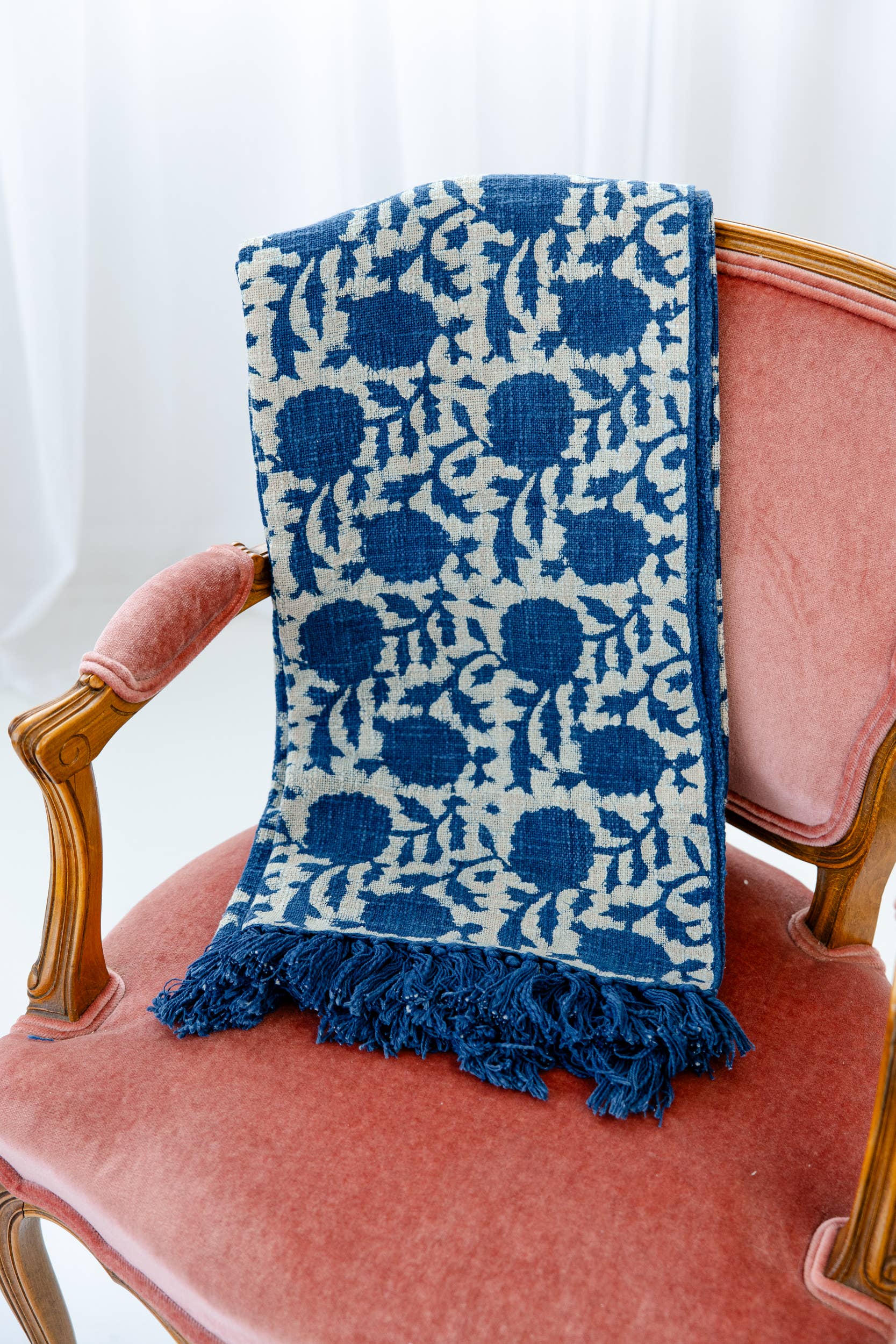 Indigo Fields Block Print Throw Blanket