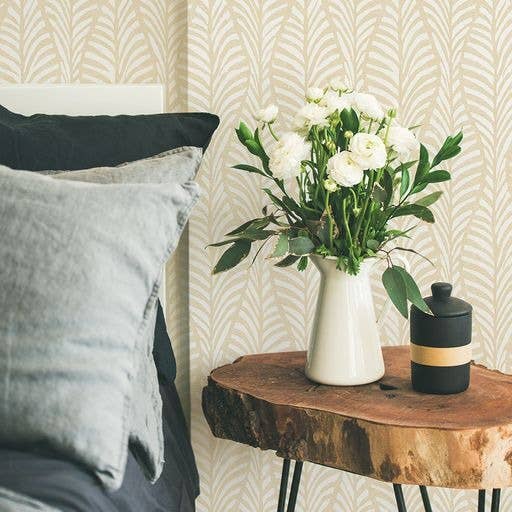 Block Print Leaves Clay Peel and Stick Wallpaper, 28 sq. ft.