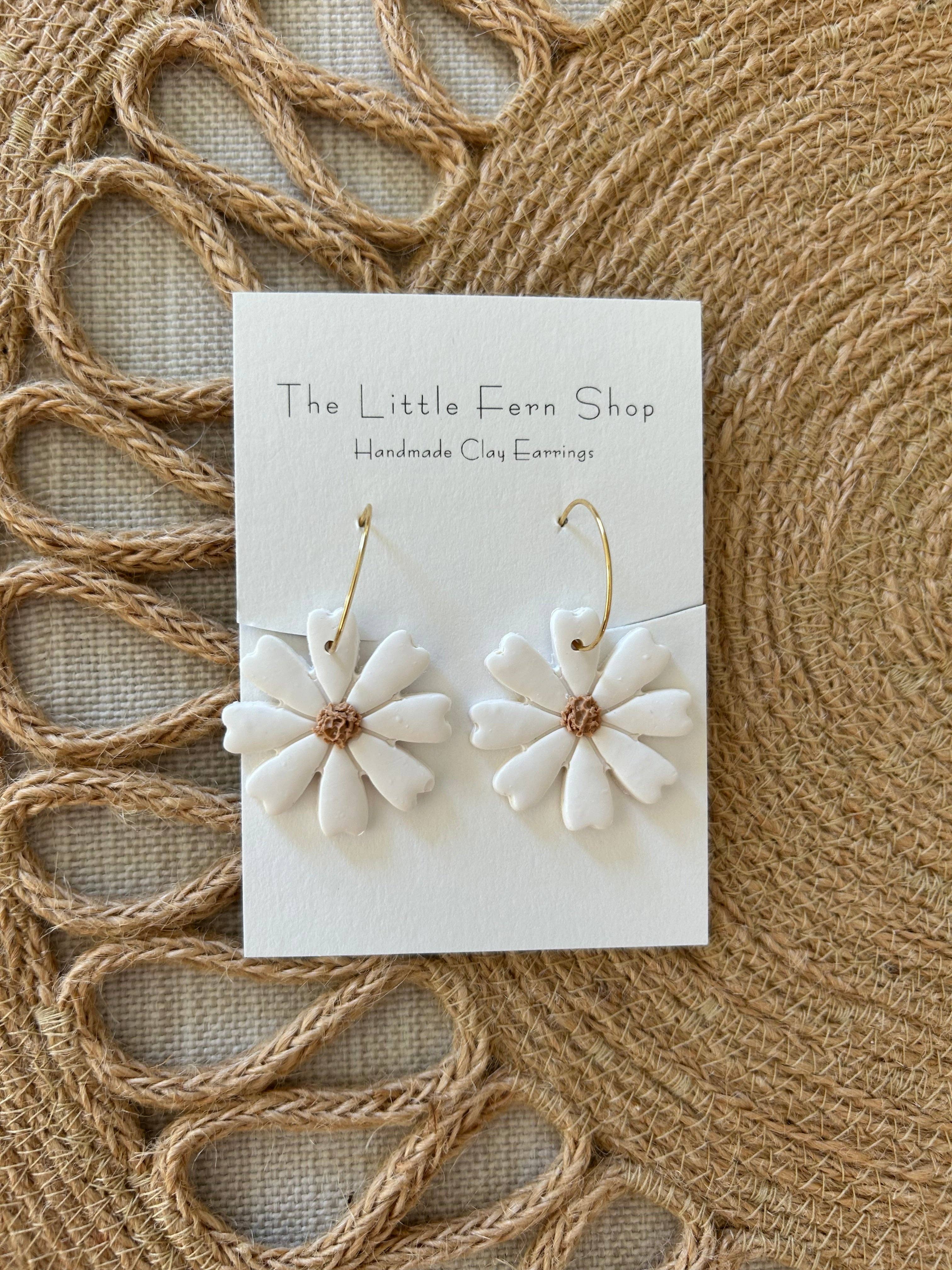 Cream Daisy Hoops