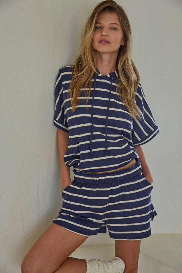 Blue and Cream Striped Top