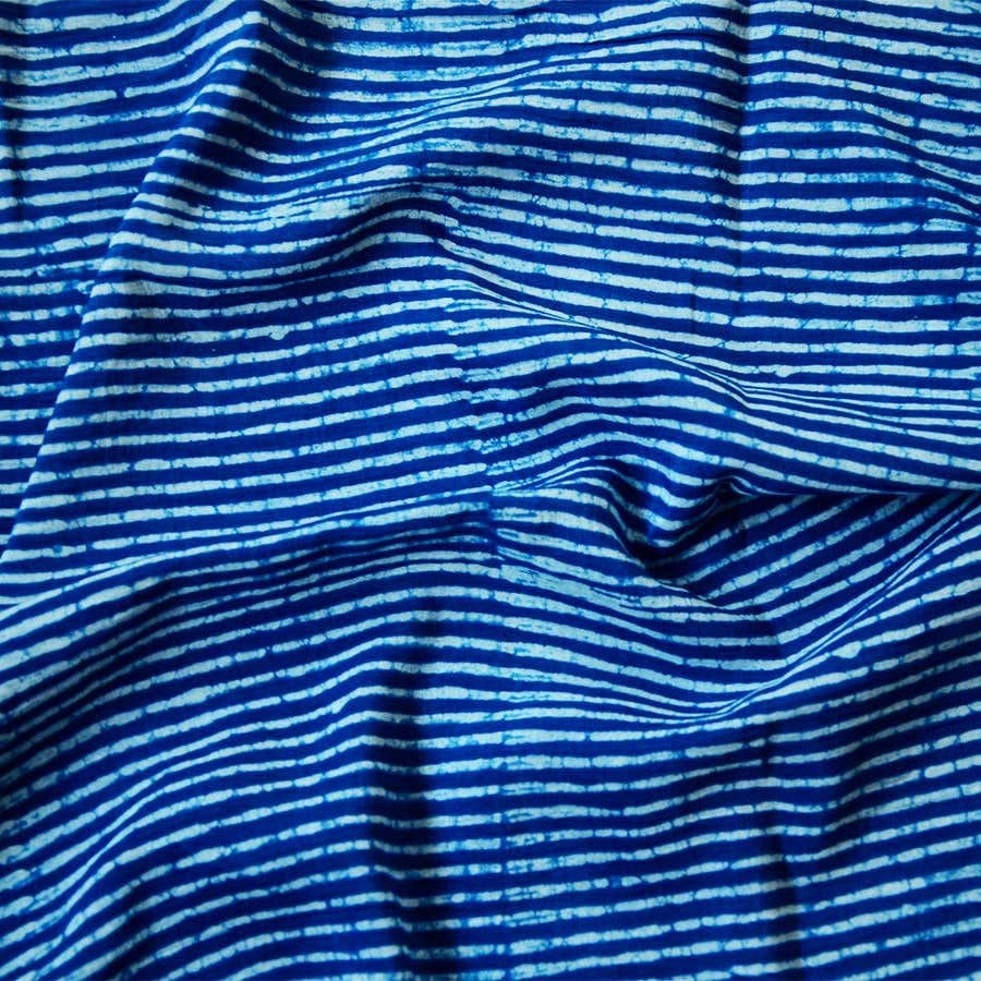 Scarf/shawl - Indigo Blue Beach Life Stripe Block Printed