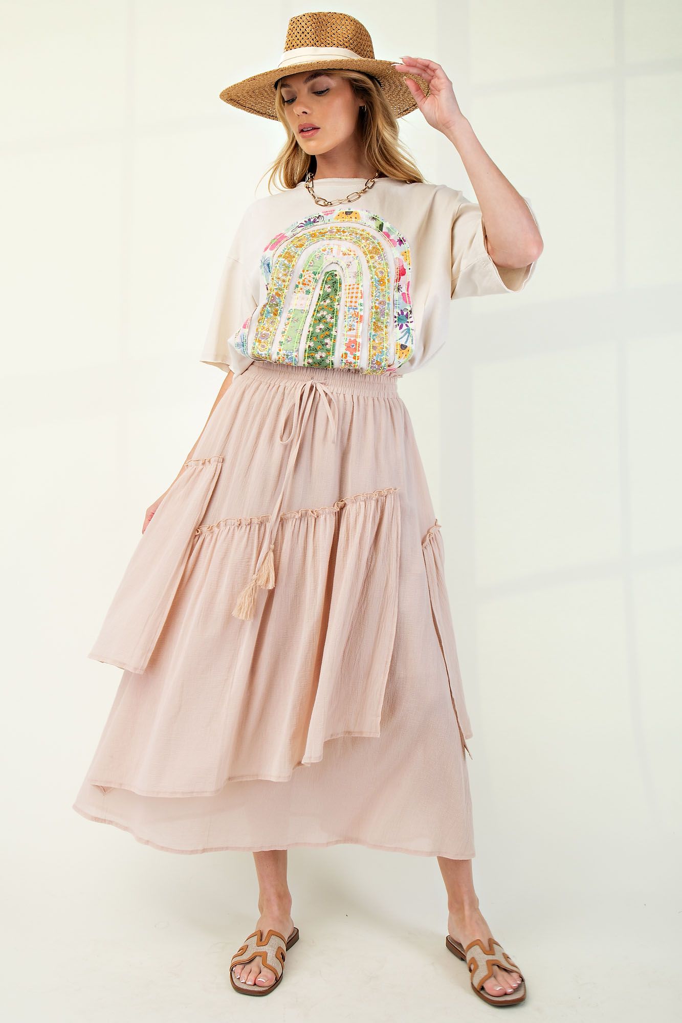 Cotton Voile Woven Asymmetrical Maxi Skirt