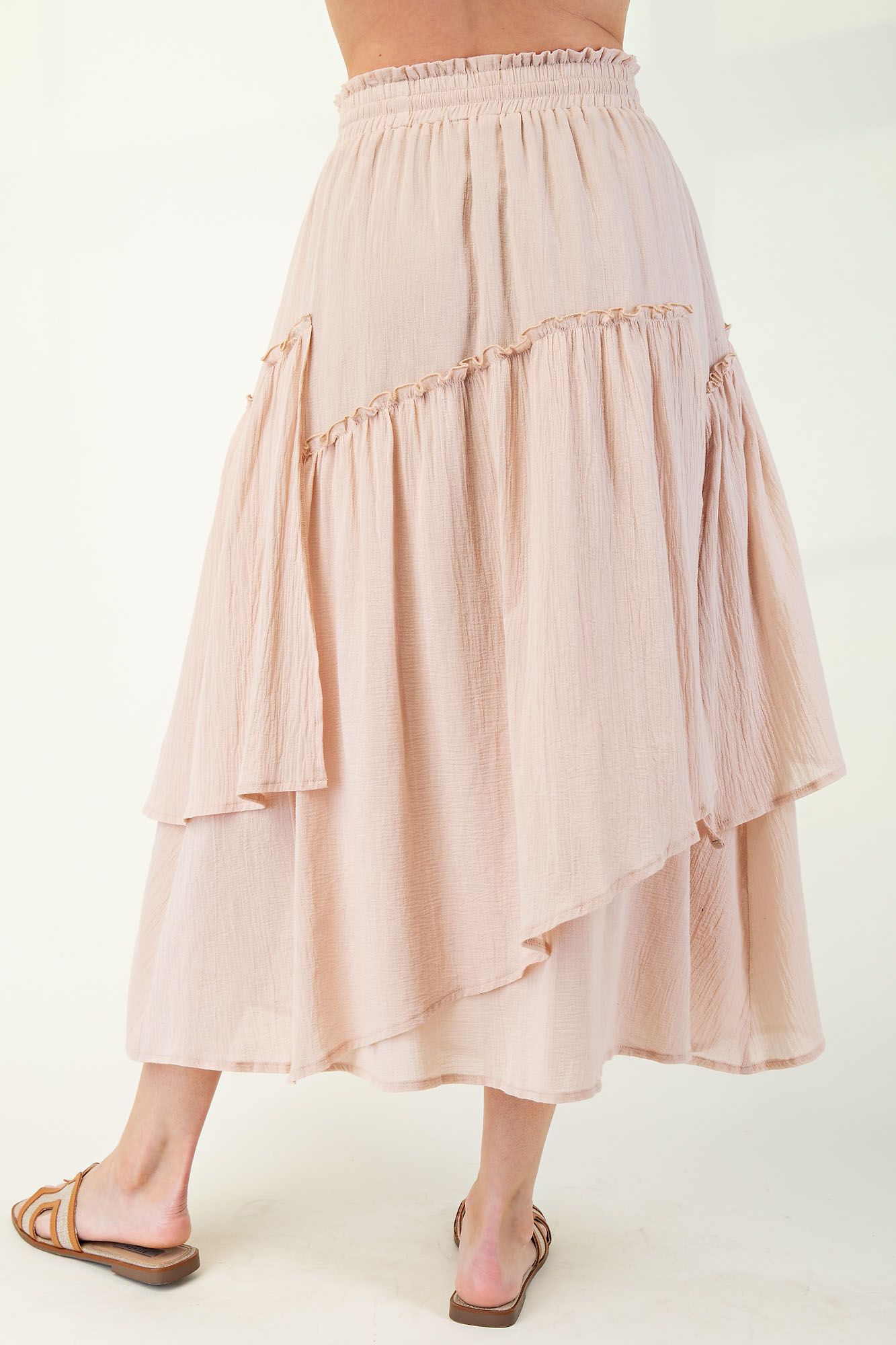 Cotton Voile Woven Asymmetrical Maxi Skirt