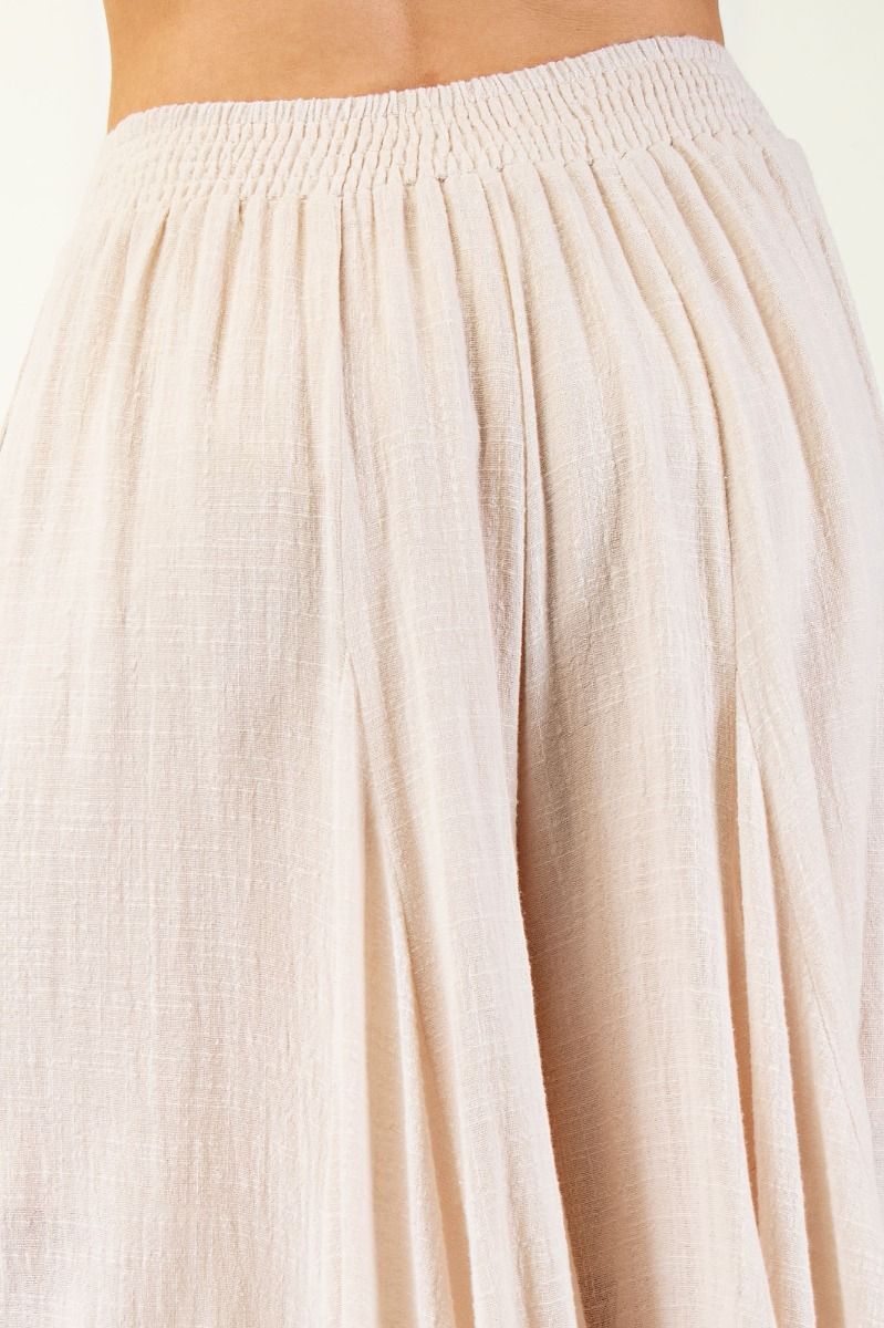 Ruffle Bottom Rayon Linen Wide Palazzo