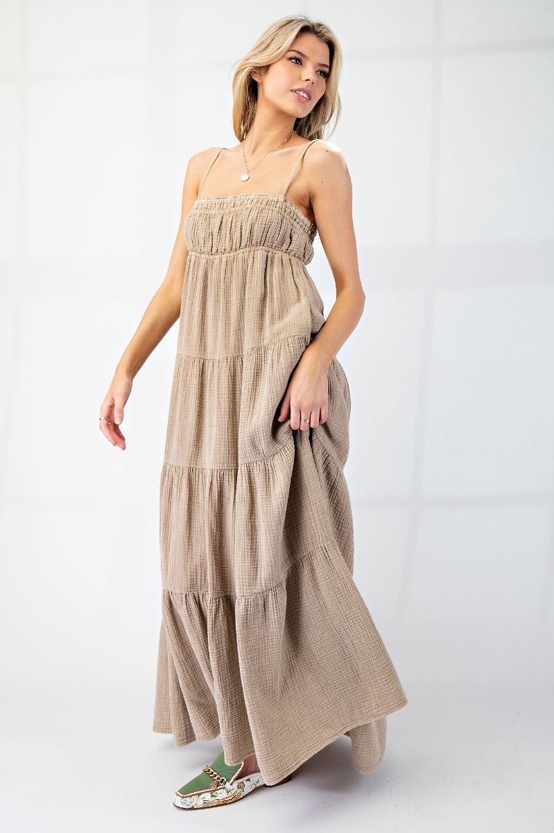 Mineral Washed Cotton Gauze Maxi Dress