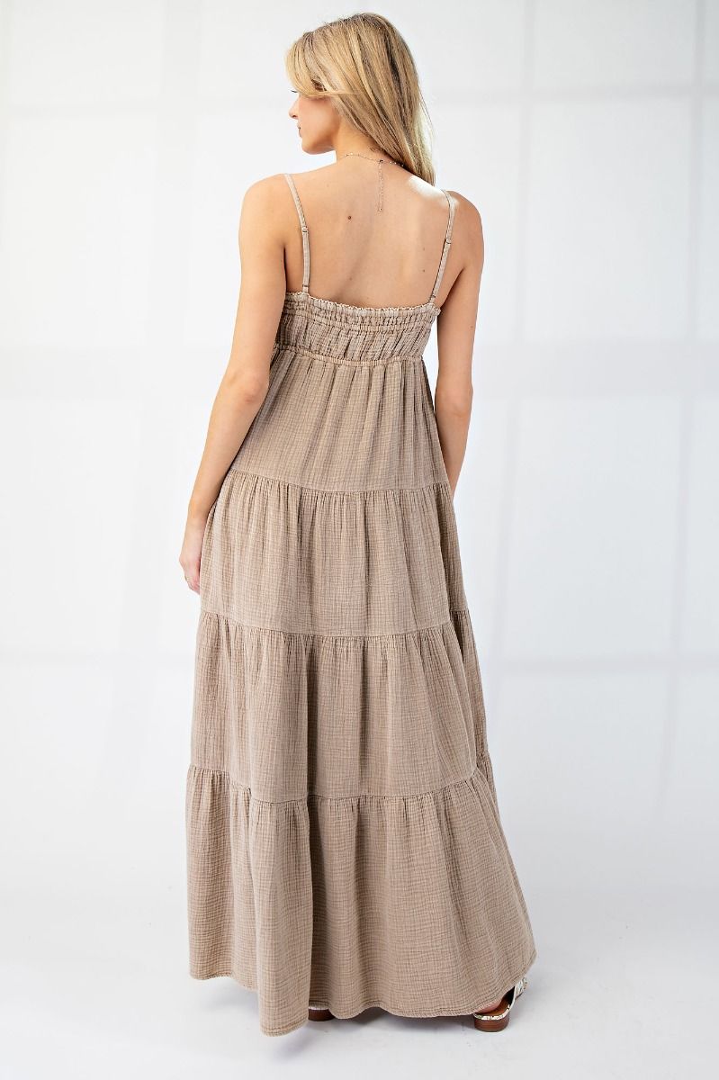 Mineral Washed Cotton Gauze Maxi Dress