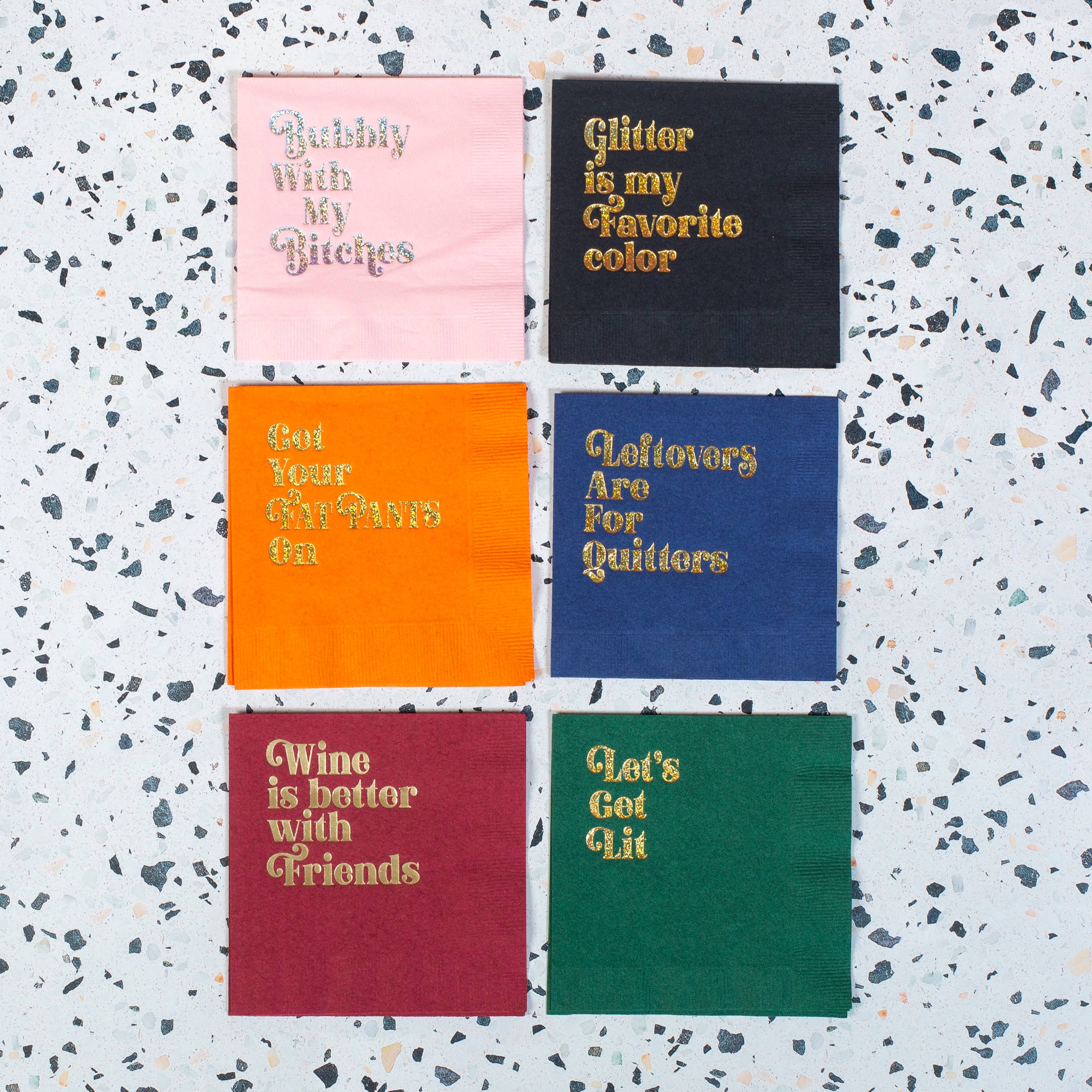 Leftovers are for Quitters Foil Cocktail Beverage Napkin