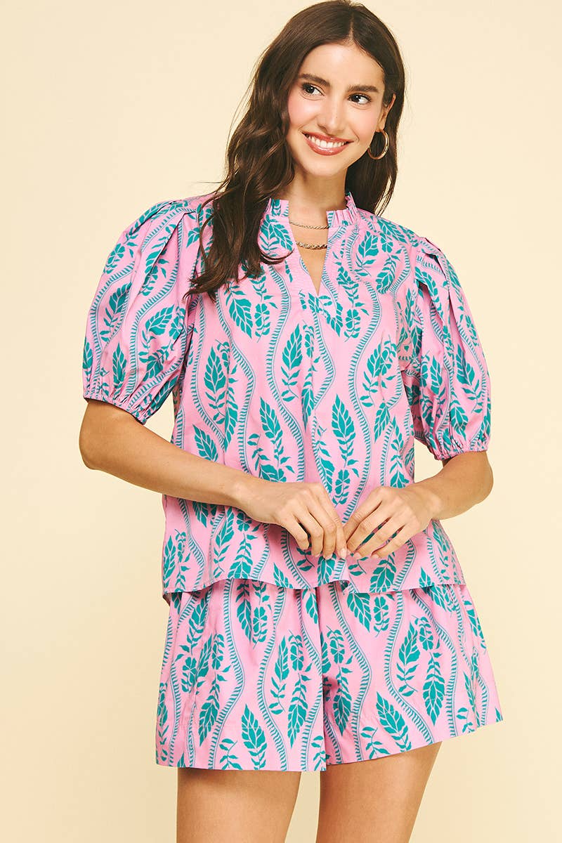 Botanical Print Blouse Top