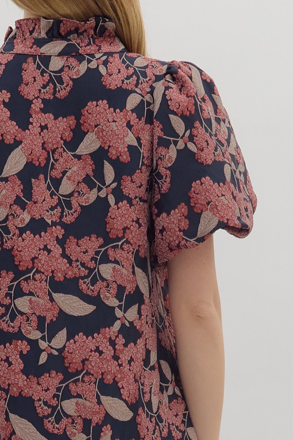 Botanical Print Puff Sleve Mini Dress