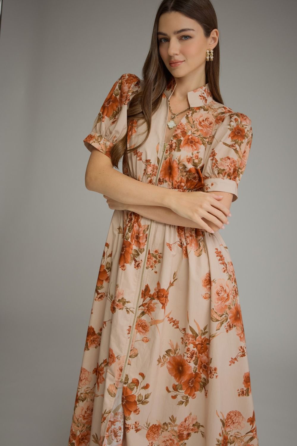 Red Floral Midi Dress
