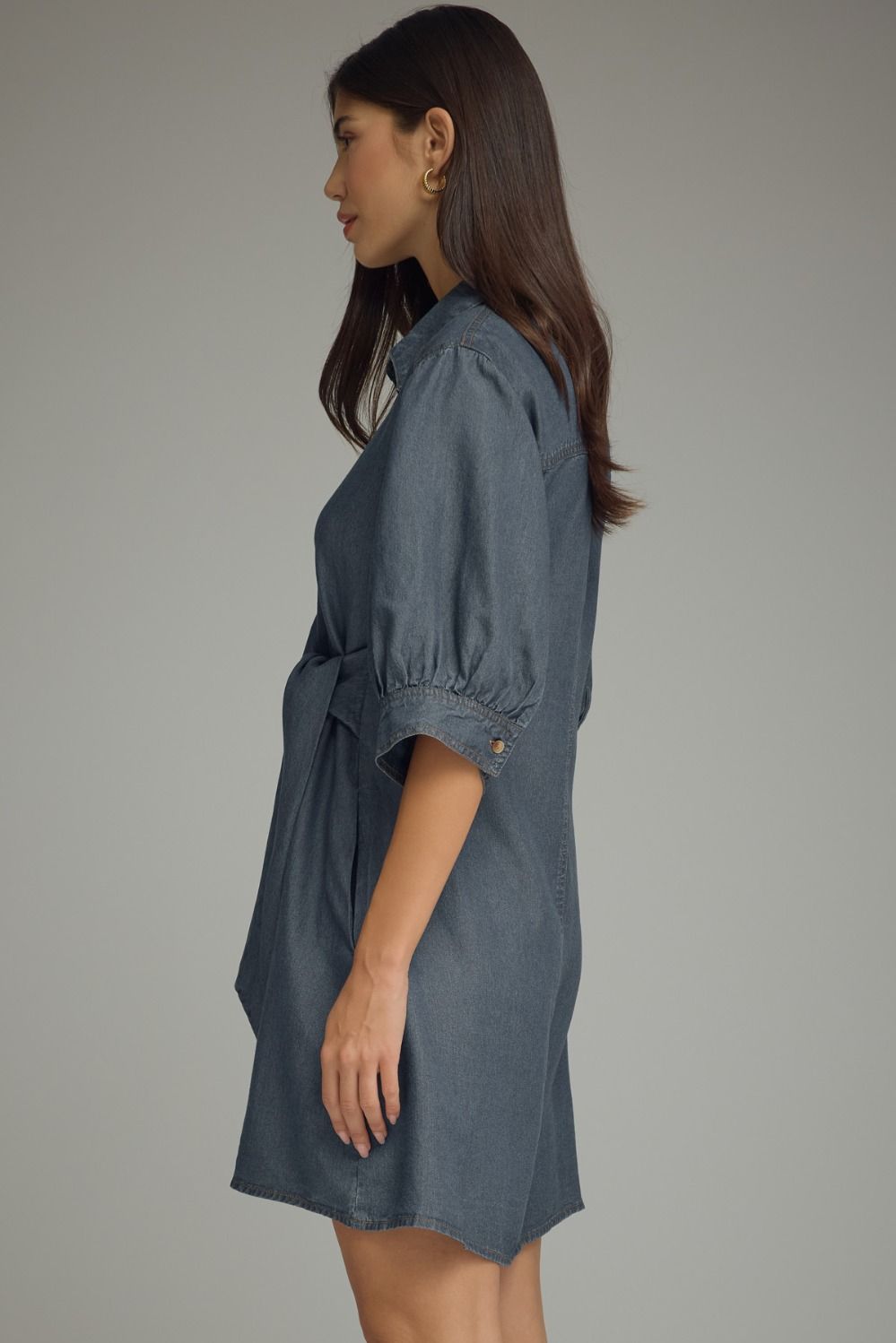 Tencel Denim Tie-Front Mini Dress