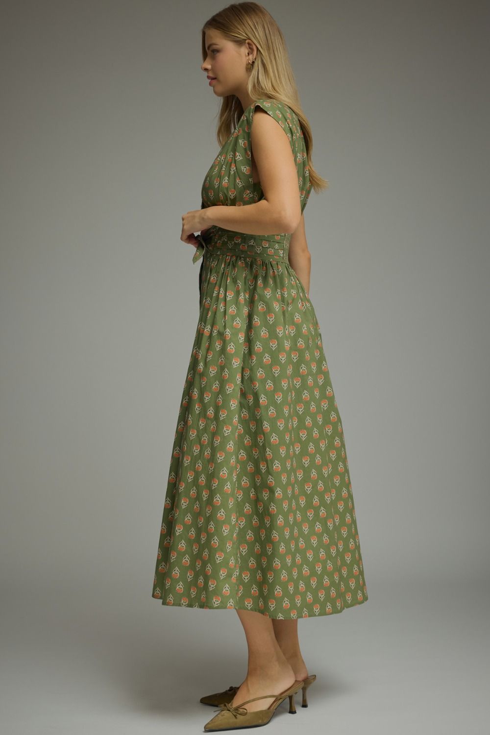 Floral Block Print Midi Dress