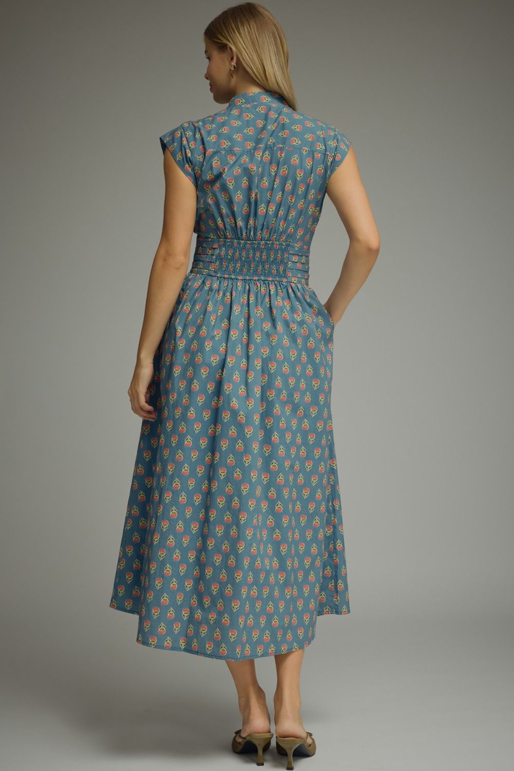 Floral Block Print Midi Dress